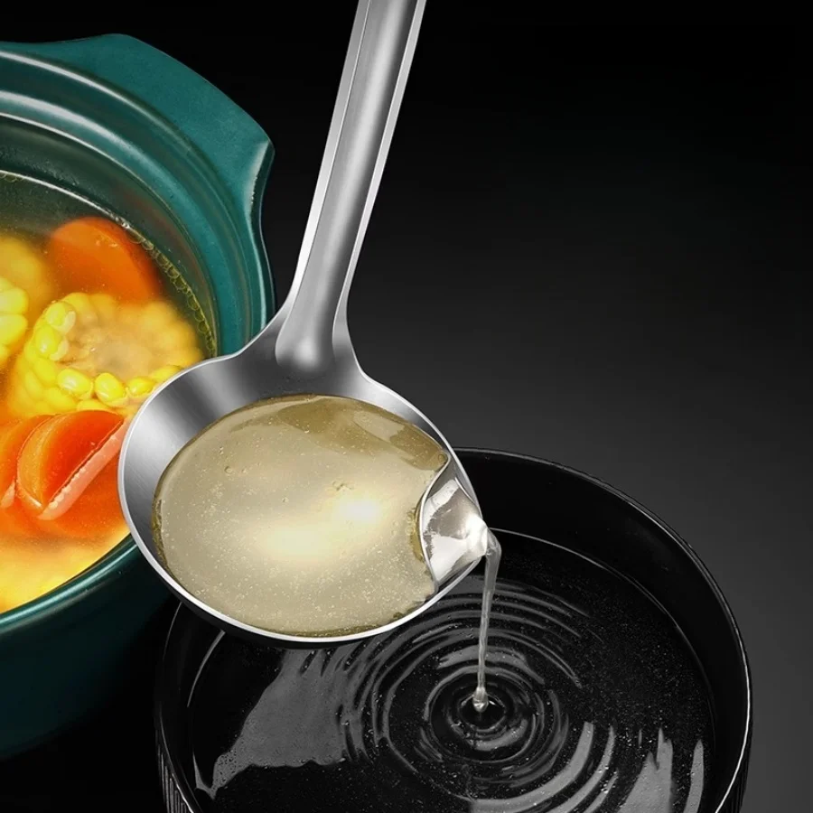 Stainless Steel Soup Fat Oil Separator Ladles Skimmer Spoon Soup Colander for Kitchen