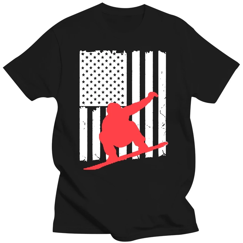 Men tshirt SNOWBOARDING USA AMERICAN FLAG  T Shirt women T-Shirt tees top