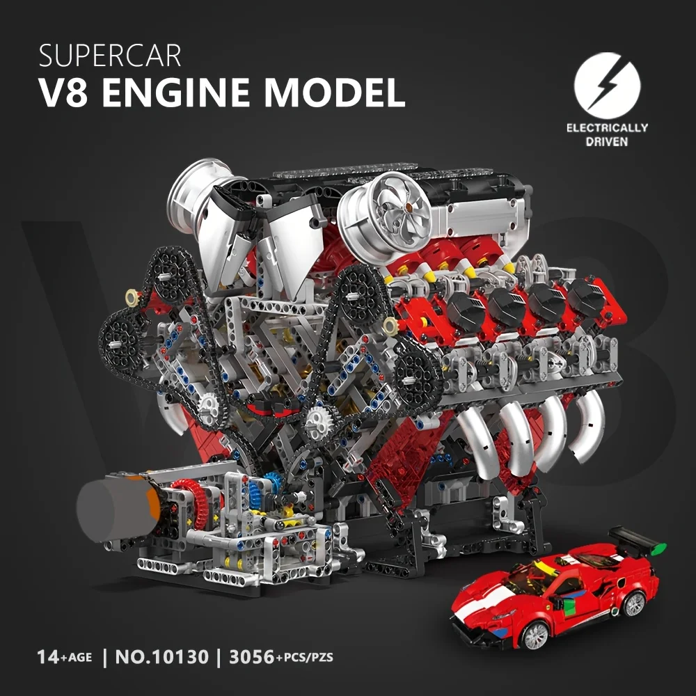 

[LOCAL WAREHOUSE] V8 Engine Building Blocks Model Set, Car Building Blocksl, Run Realistically, 10130, 2718PCS