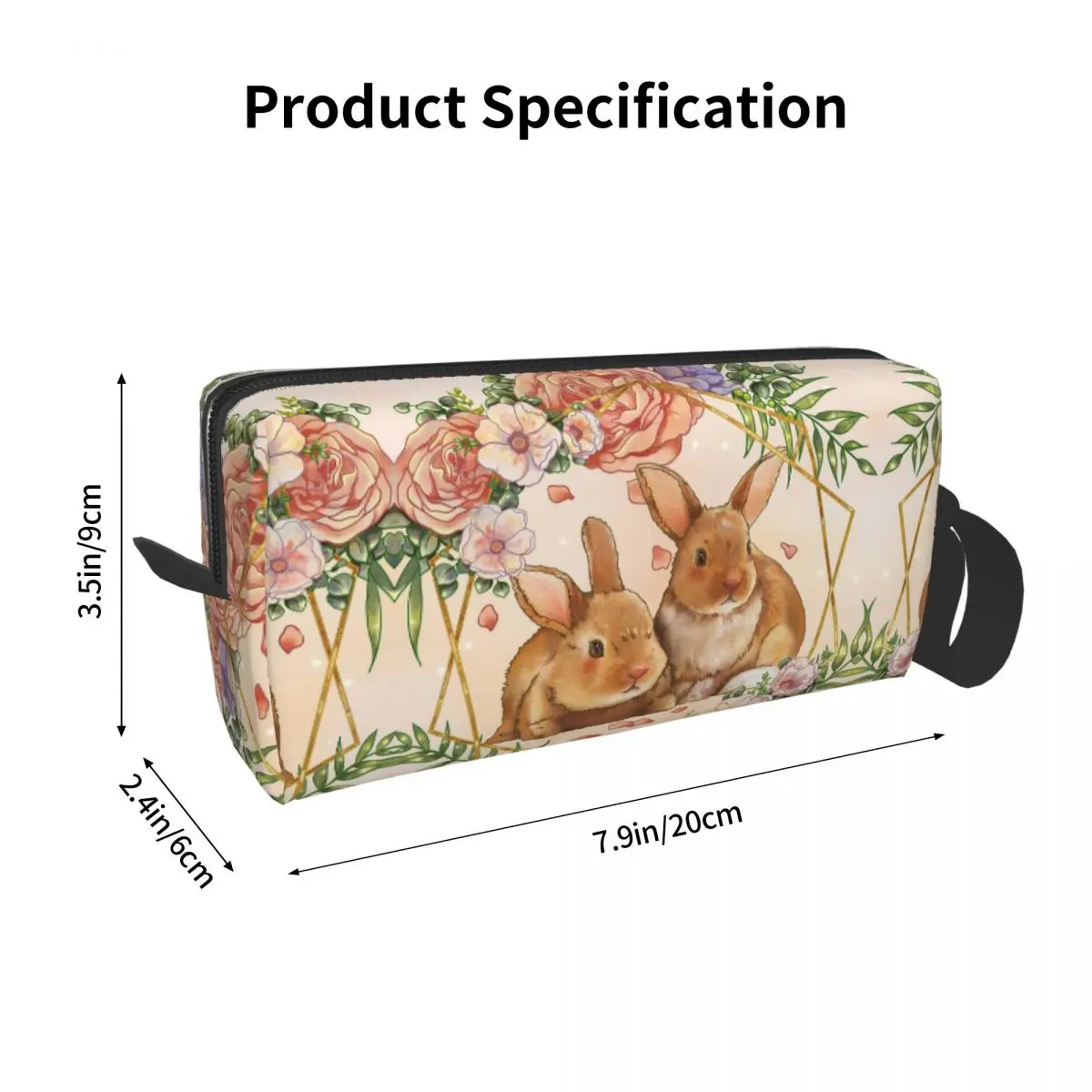 Colorful Bunny Flower Cosmetic Bag for Women Makeup Bags Easter Rabbit Eggs Travel Daily Toiletry Bag Organizer Merch