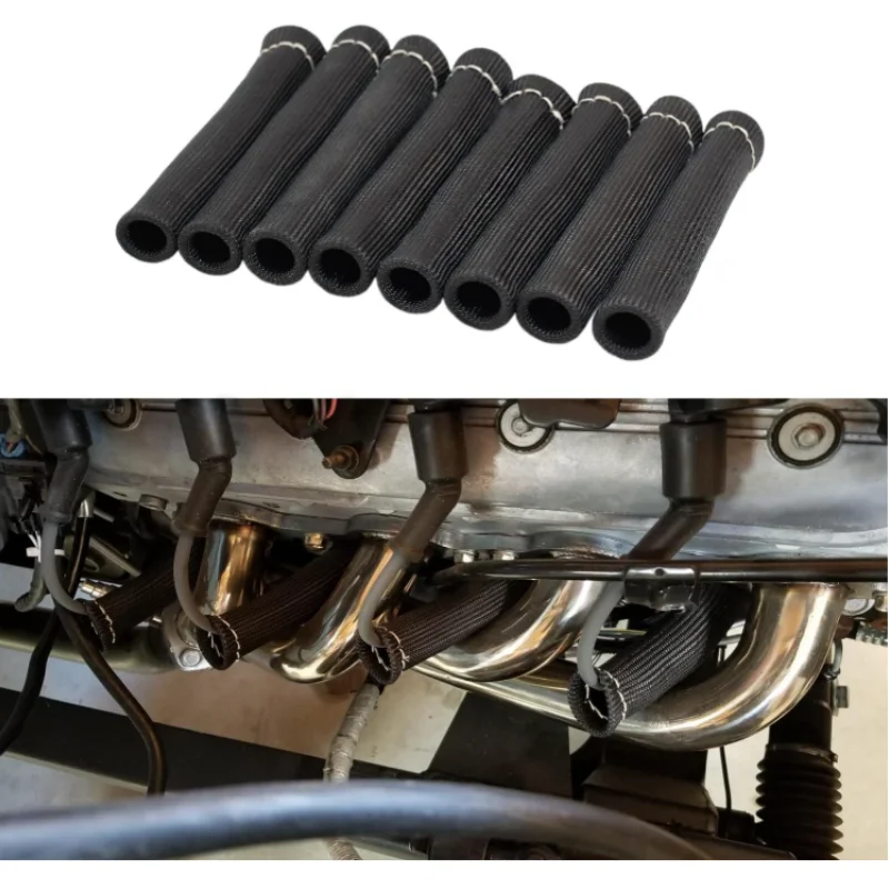 

8 шт., теплозащитный экран с рукавом, 2500 градусов, провода свечи зажигания, ботинки, защита, кабель свечи зажигания, теплоизоляционная пленка, титановое волокно