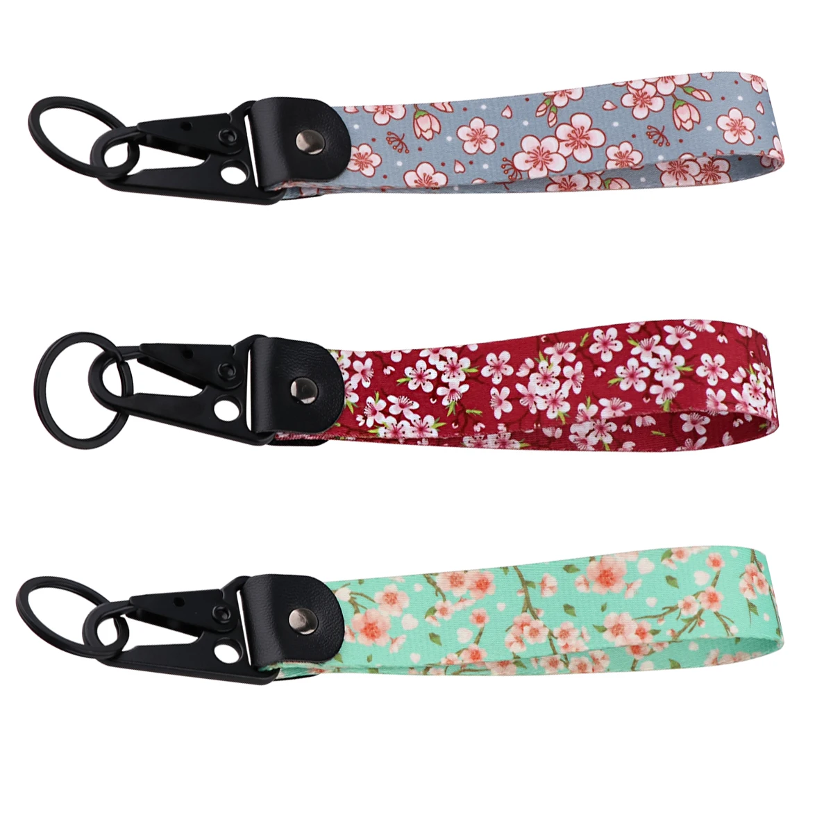 Flower Peach Cherry Blossom Lanyards Keychain Eagle Beak Key Tag For Motorcycles Cars Backpack Chaveiro Key Ring Fashion Gifts