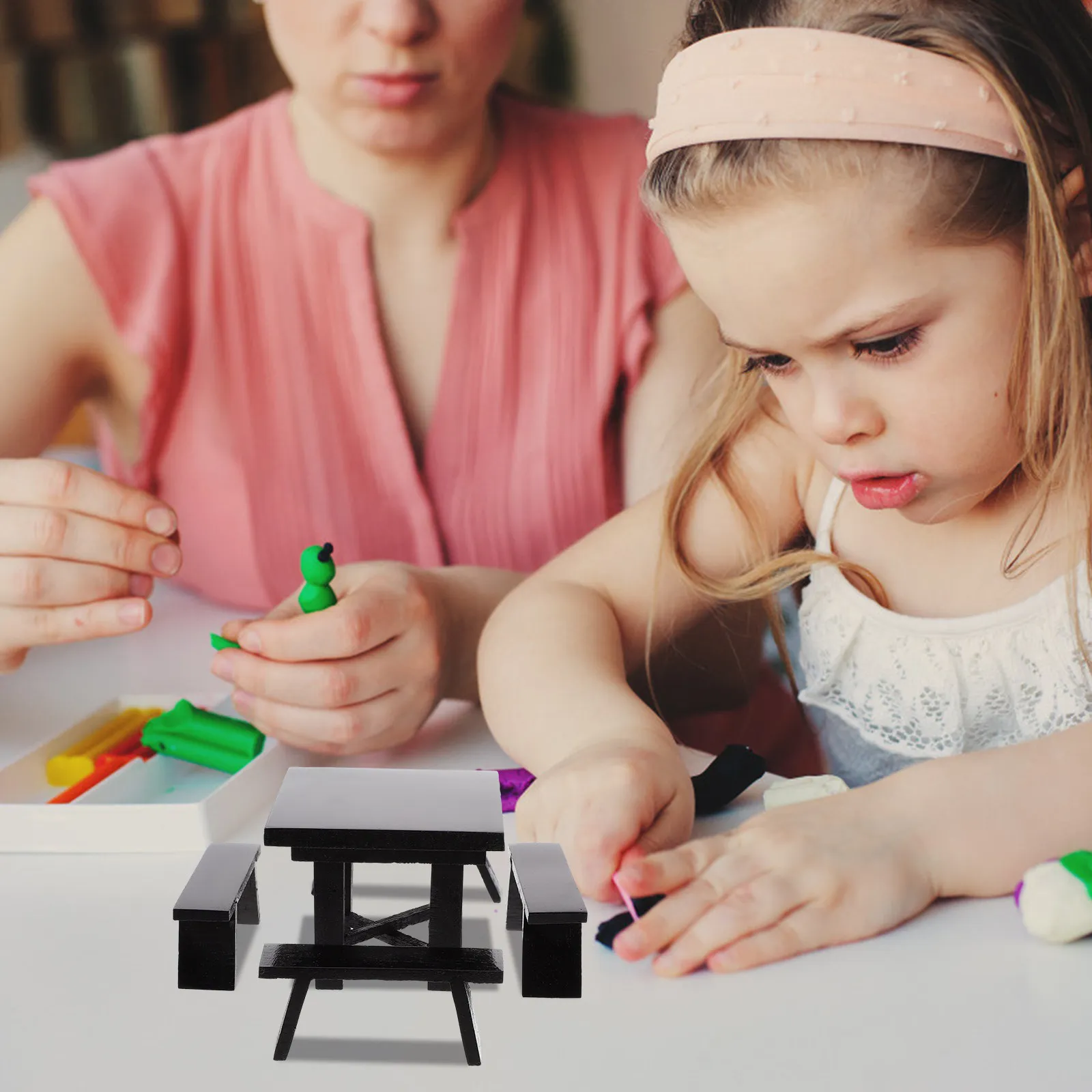 

1Set Mini House Wooden Desk Chair Exquisite Miniature Furniture Ornament Realistic Decor Photography Layout Prop