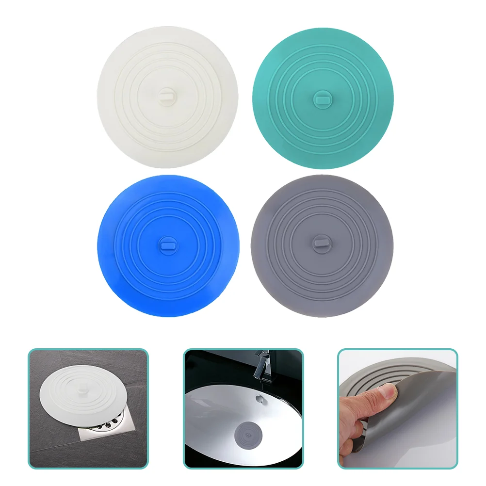 

4pcs Tub Stoppers Silicone Drain Stoppers Round Sink Plugs Drain Covers bathtub stopper hair stopper