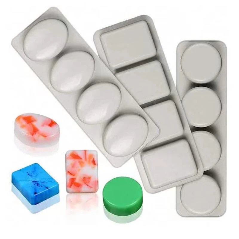 Silicone Soap Molds 4 with Oval Round Square Soap Molds Silicon Mold for Soap Making Soap Molds for Baking Supplies Home Decor