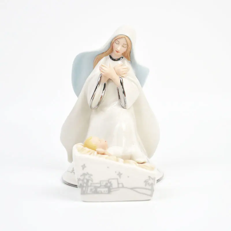 

" Authentic Issue In The Silver Blessings Nativity" Collection Ceramic Cratfs Marry Figurine for Home Decoration Christmas Gift