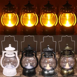 LED Halloween Night Light with Battery Retro Small Oil Lamp Lantern Portable Hand -lifted Lamp Electronic Candle Lamps Lights