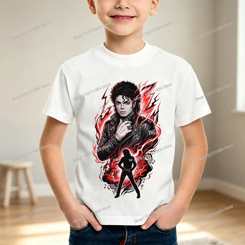 King of Pop Michael Jackson Modische Niedliche T-Shirts Anime Cartoon Bedruckte Sport-T-Shirts Jungen Mädchen Sommer Hip-Hop Kurzarm-Oberteil – Detail 7
