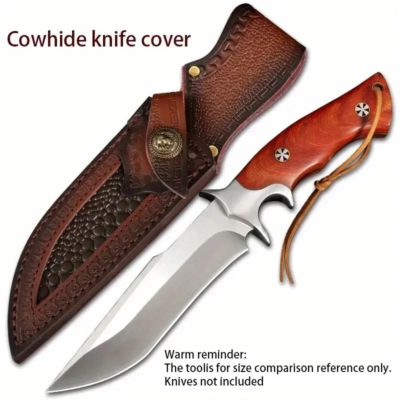 High Quality Leather Sheath Belt Knife Sheath with Waist Belt Buckle Pocket Tool Knife Protective Cover (Knife Not Included)