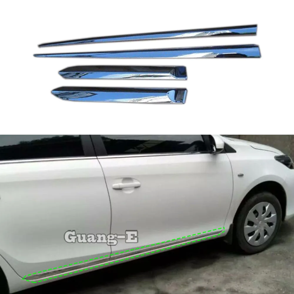 Car Side Door Body Trim Strip Molding Stream Panel Bumper Hoods 4pcs For Toyota Vios/Yaris Sedan 2014 2015 2016 2017 2018 2019