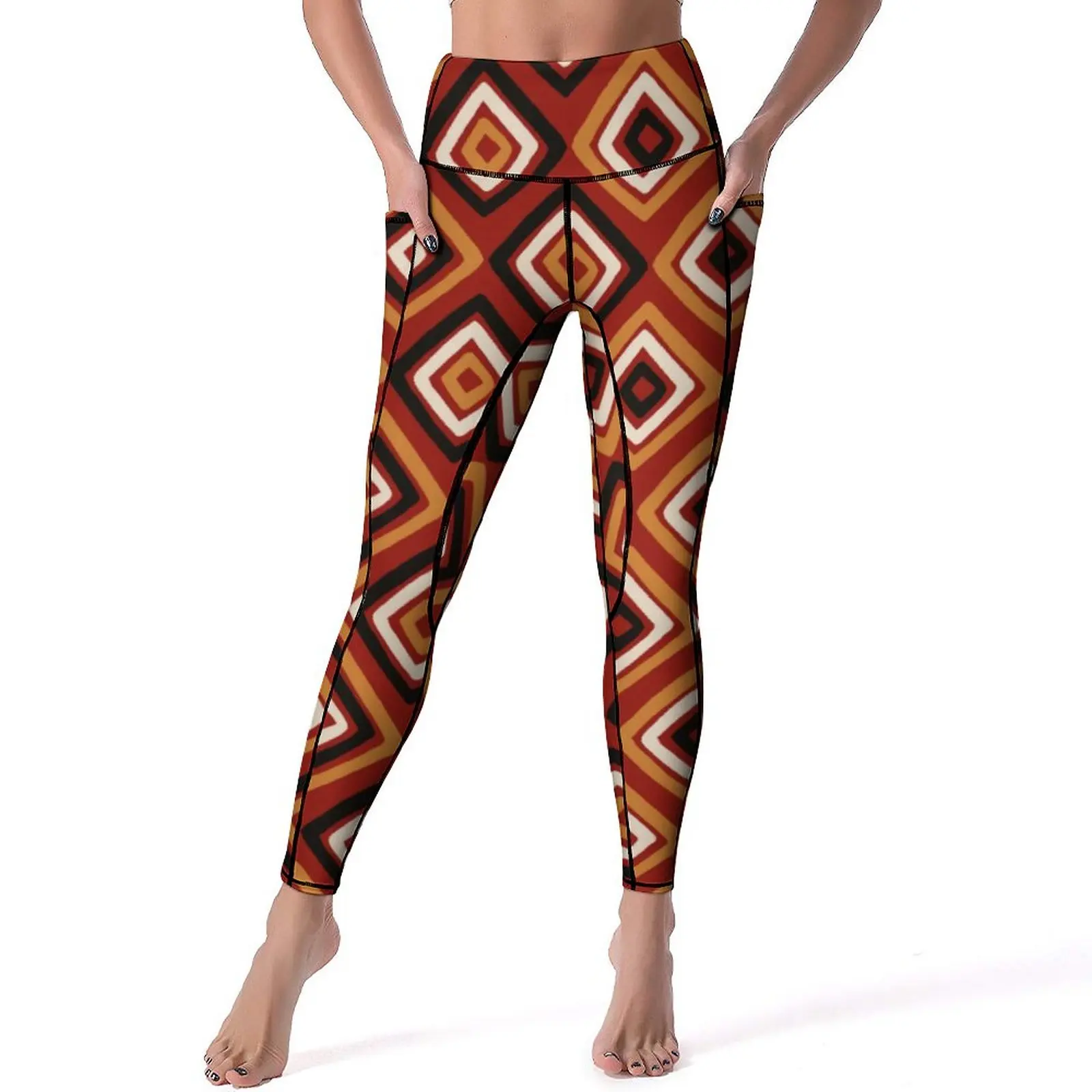 African Styles Leggings Retro Geometry Workout Yoga Pants Women Push Up Fashion Leggins Sexy Stretchy Design Sports Tights