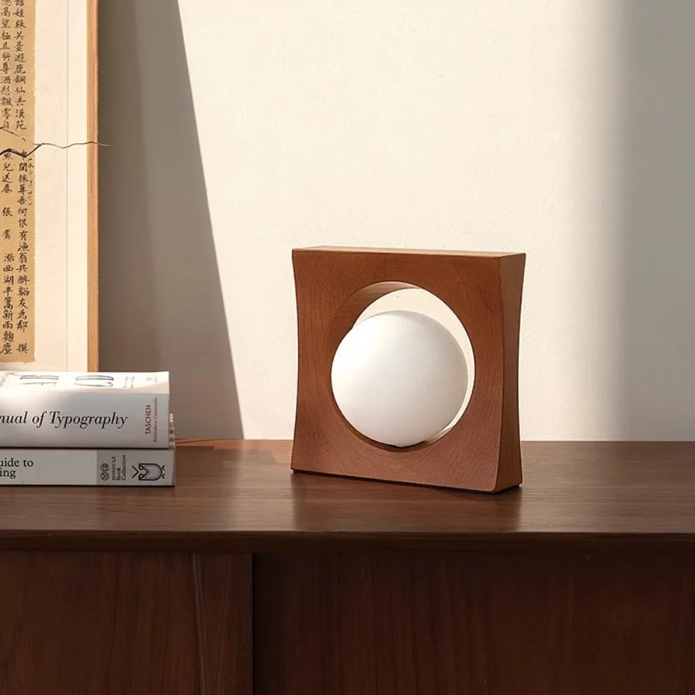 Designer desk lamp, creative living room decoration bedroom bedside cherry wood night light