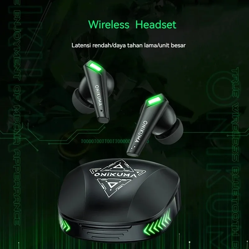 ONIKUMA T308 TWS Kablosuz Kulaklık Oyun Kulaklığı Mic Ile Kulaklık Gürültü Önleyici Stereo Dokunmatik Kontrol