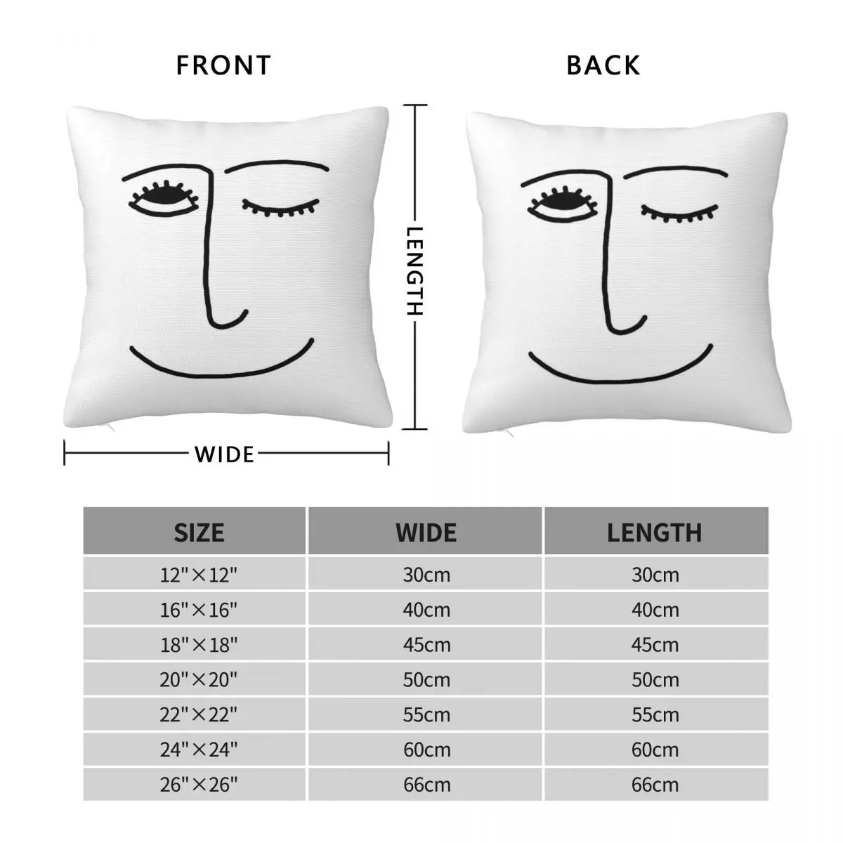 Winky Face Square Pillowcase Polyester Linen Velvet Creative Zip Decorative Pillow Case Home Cushion Cover