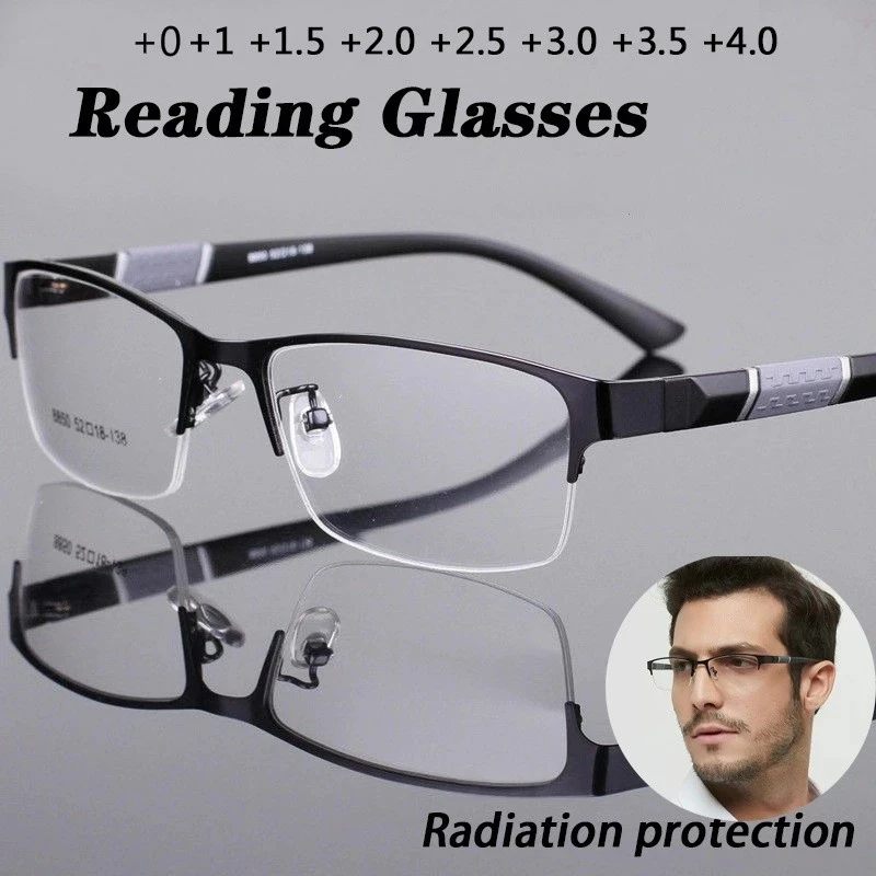 

New Trend Reading Glasses for Men Half Frame PC Frame Diopters Business Office Men Prescription Glasses Очки Oculos +1.0 To +4.0