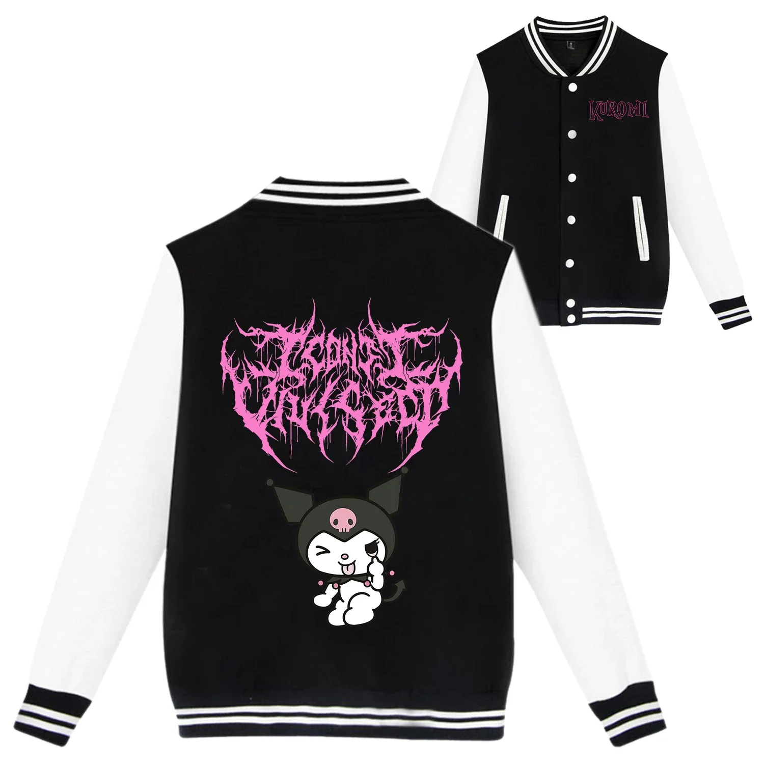 Sanrio Kuromi Baseball Uniform New Kawaii Anime Coat Cute Cartoon Top for Children Clothes Costume Fashion Girls Coats Kids Gift