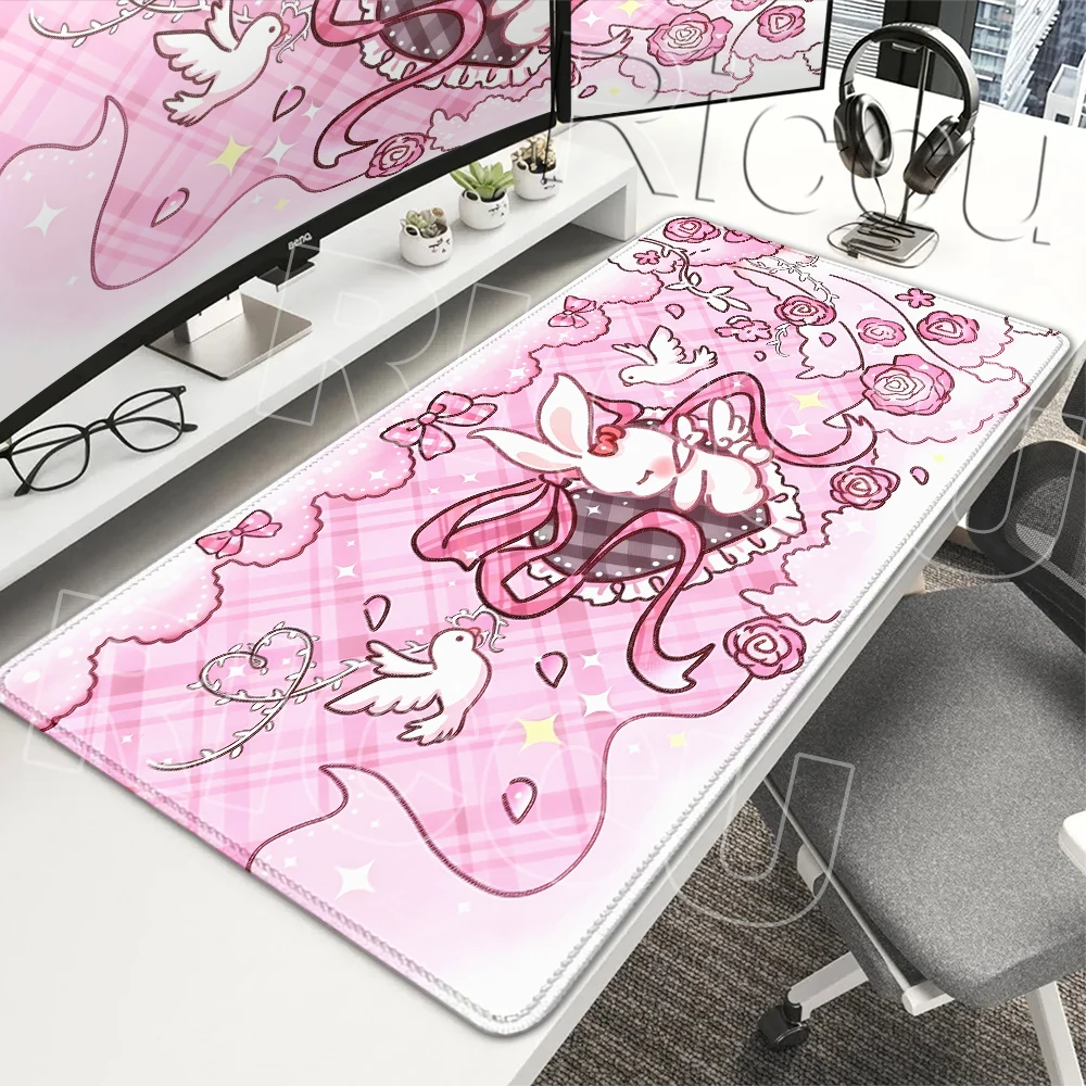 Angel Bunny Mouse Pad Extended Gaming Pc Accessories Mouse Pad Love Pretty Anti-slip Base Rubber Cabinet Mat LockEdge Aesthetics