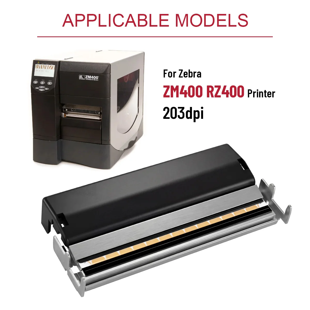 Cabezal de Impresión de Cerámica Resistente al Desgaste de 203DPI con Embalaje Anticaídas para Zebra ZM400/RZ400 PN 79800M