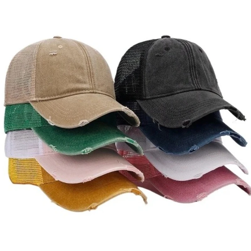 1 Stück Vintage Distressed Washed Baseball Mesh Cap, atmungsaktiver Sonnenschutz Mehrzweck-Outdoor-Golfsporthut für Frühling/Herbst