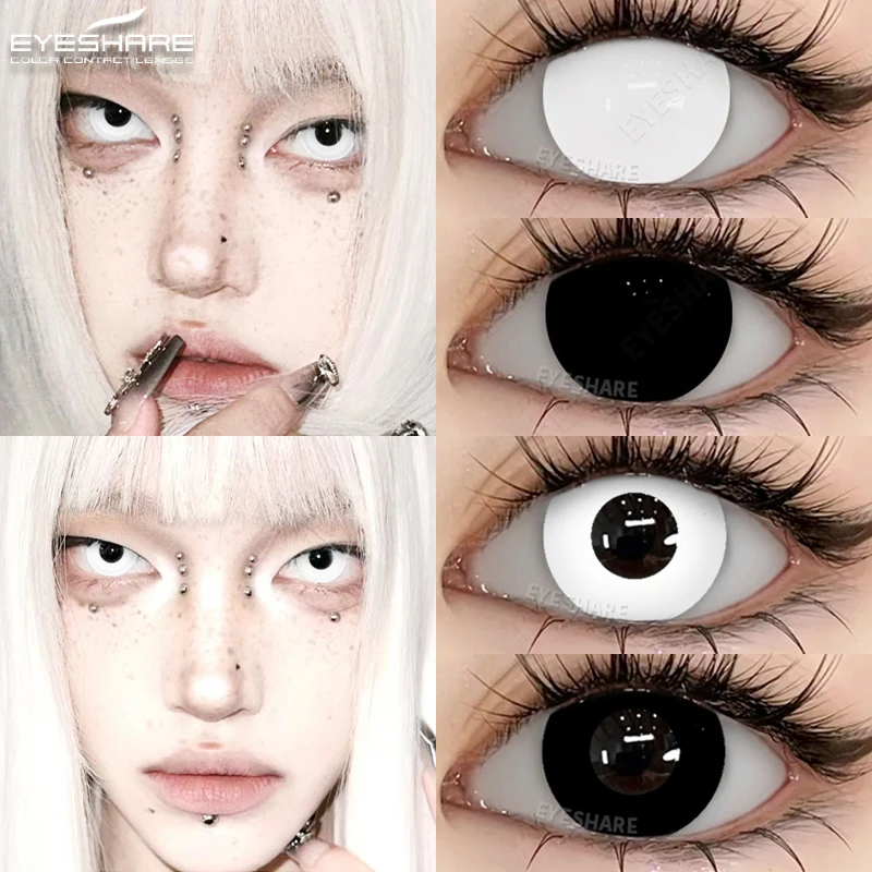 EYESHARE 1 пара цветных контактных линз для косплея для глаз, черные линзы для глаз, аниме, белые линзы, косметика, макияж, линзы для школьников на Хэллоуин EYESHARE 1 пара цветных контактных линз для косплея для глаз, черные линзы для глаз, аниме, белые линзы, косметика, макияж, линзы для школьников на Хэллоуин