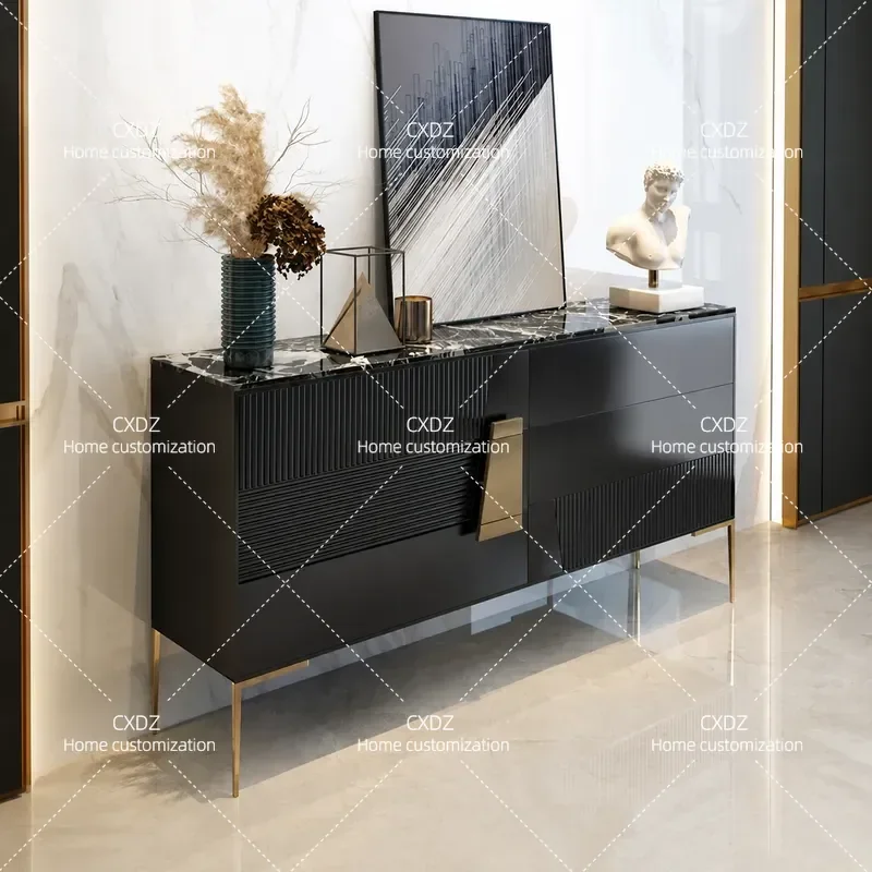 Modern Italian Sintered Stone Porch Cabinet Simple Luxury Marble Bucket Storage Locker for Living Room Villa Master Bedroom
