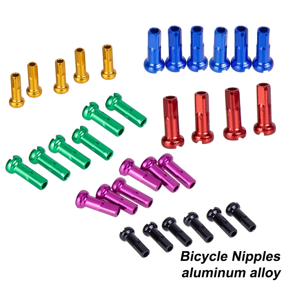 Riding Multicolor Aluminum Alloy Mountain Bike 14mm Anodized Cycling Spokes Nipples Spoke Cap Bicycle Spoke Nipples Bike Wheel