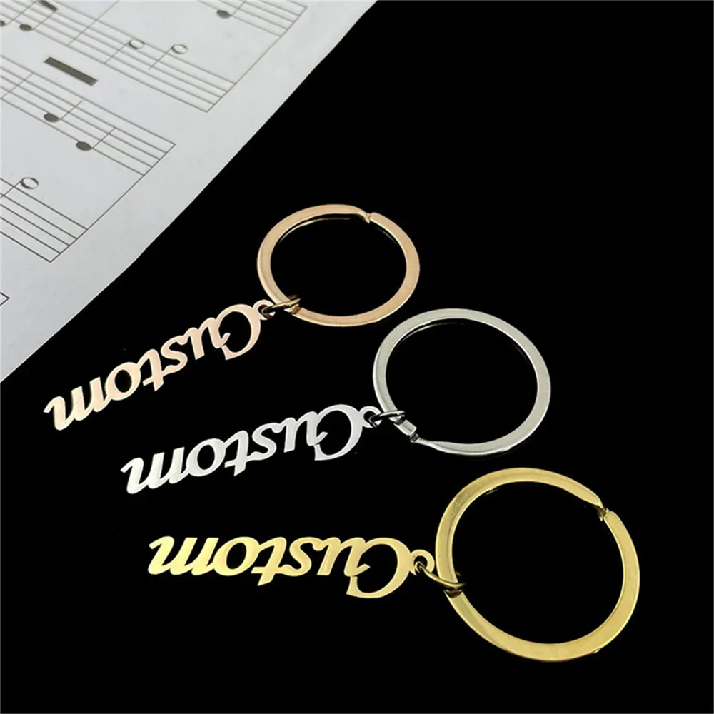

Custom Name Keychain for Women Personalized Handwritten Font Stainless Steel Silver Gold NamePlate Pendant Key Ring Jewelry Gift