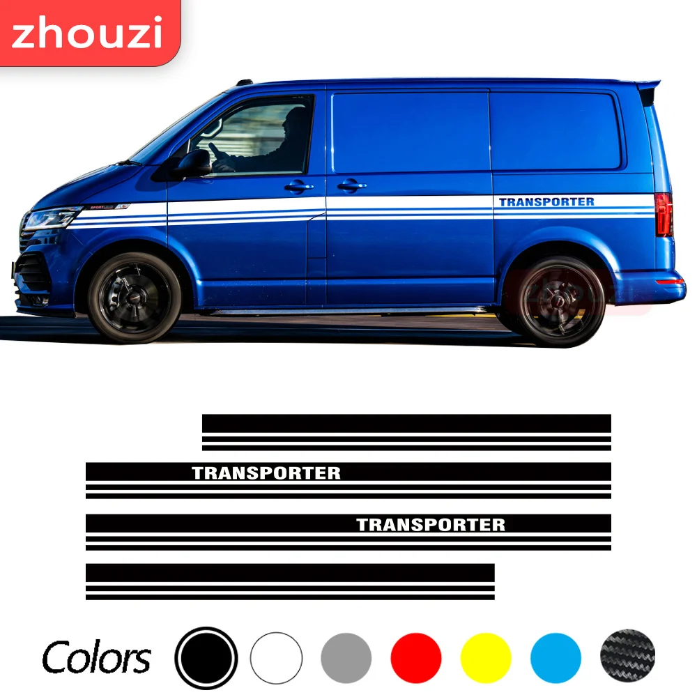 Pegatina de coche para VOLKSWAGEN VW TRANSPORTER T4 T5 T6 CAMPER SIDE VAN STRIPE GRAPHICS DECALSF Auto Body Decor Decals