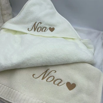 Gebreide pasgeboren deken gepersonaliseerd cadeau Couverture Personnalisée Prenom Bébé katoenen babyjongen meisje kinderwagendeken 100x80cm