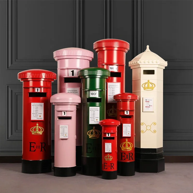 European Post Box Decoration Large Postal Model Retro Mailbox Mailbox Iron Craft Decorations