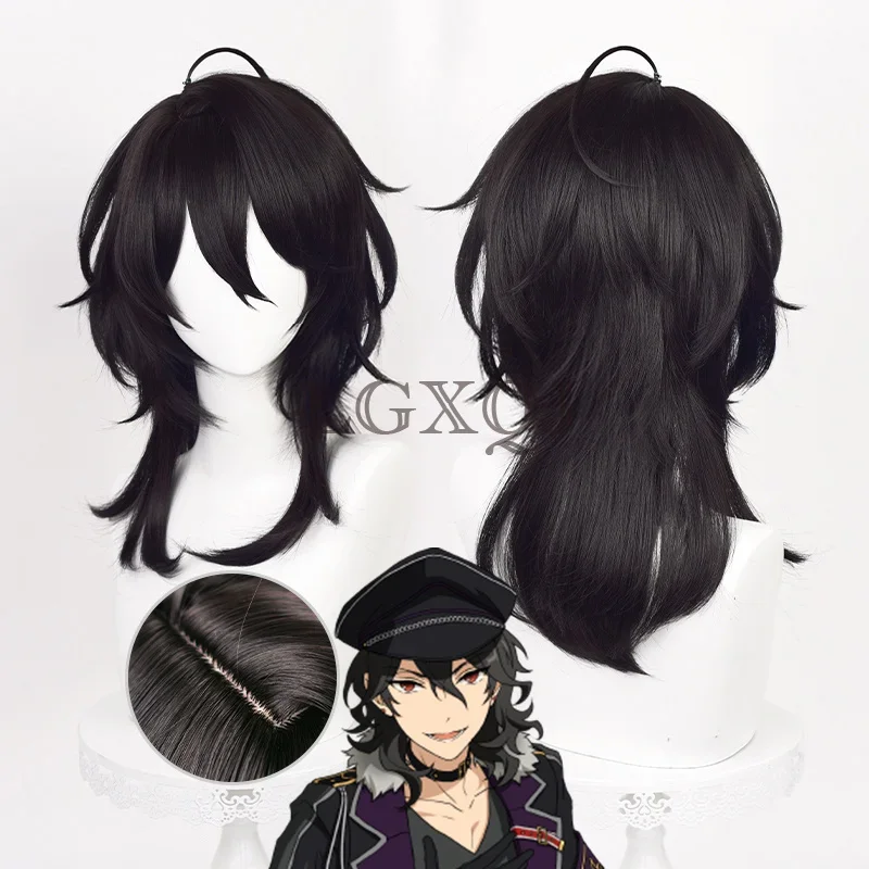 Sakuma Rei Cosplay Wig Game Ensemble Stars ES Sakuma Rei 45cm Black Hair Heat Resistant Men Party Wigs In stock + Free Wig Cap