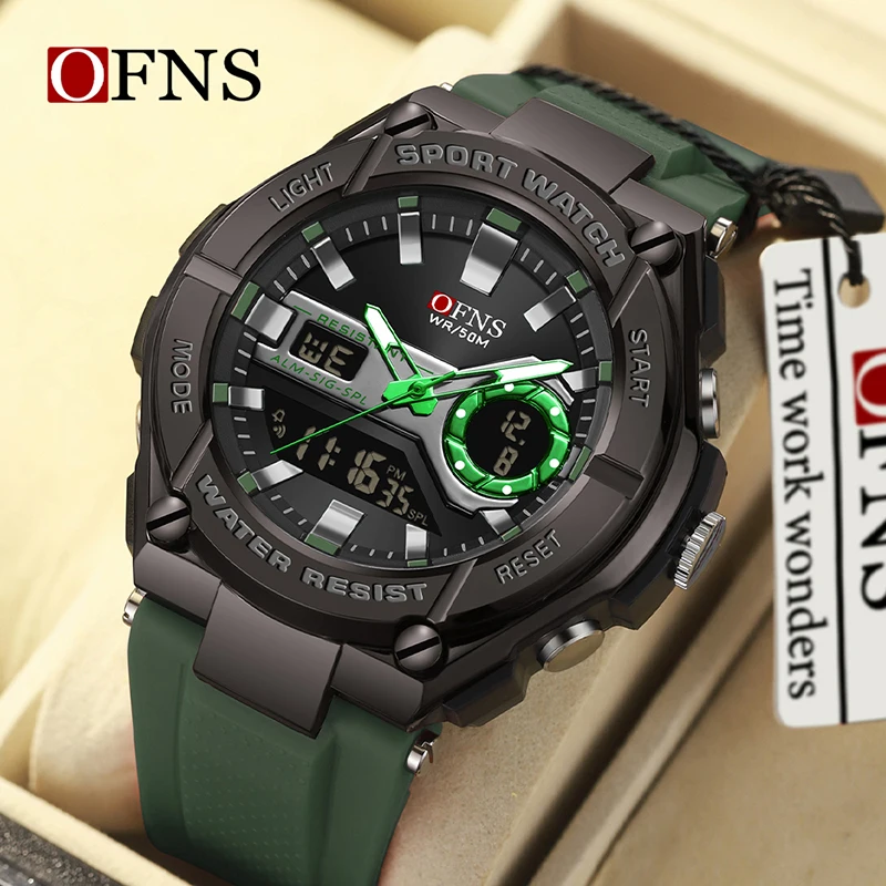 OFNS Brand s3123 New Men\'s Watch Waterproof Quartz Electronic Watch Sport Military LED Digital Men\'s Watch Relios Masculino 2024