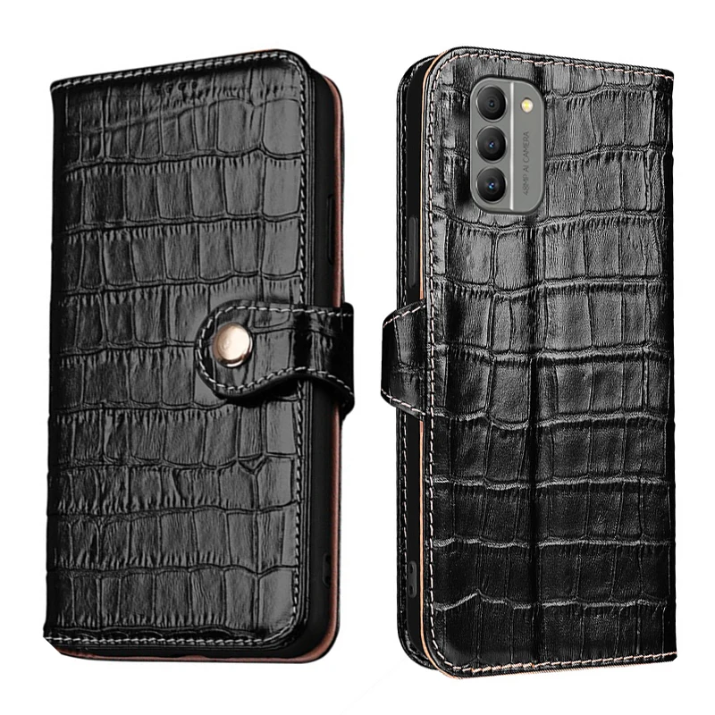 

Чехол-бумажник из натуральной кожи с текстурой крокодила для Nokia G400 G310 G300 G100 G42 G21 G20 G10 G11 Plus, противоударный чехол