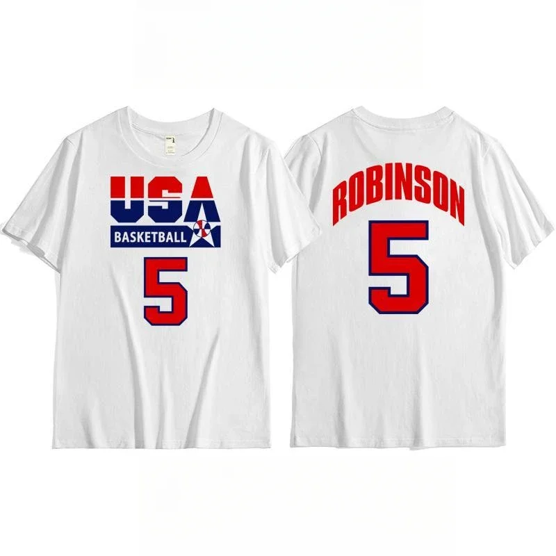 Us men's basketball team training T-shirt top, retro sporty casual short-sleeved breathable quick-drying high-quality sportswear image 5