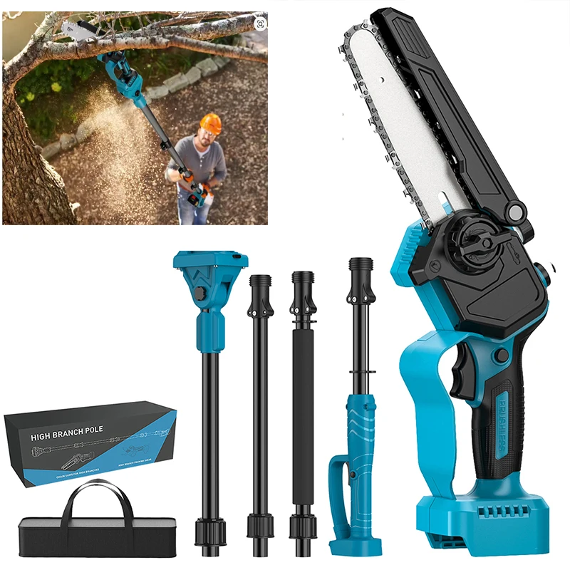 

6 Inch /8in Telescopic Pole Electric Chainsaw High Branch Height Cordless Garden Tree Pruning Tool For Makita 21V Battery