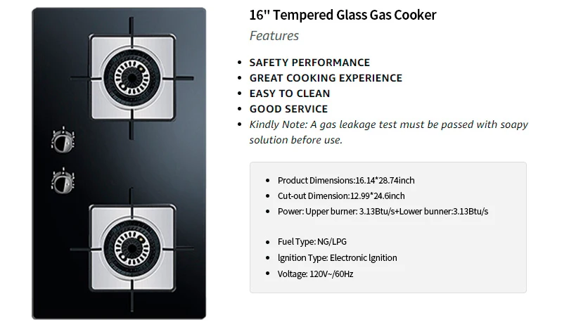 주방 가전 강화 유리 가스 스토브, 더블 버너, 빌트인 쿡탑 가스 스토브, 무료 샘플