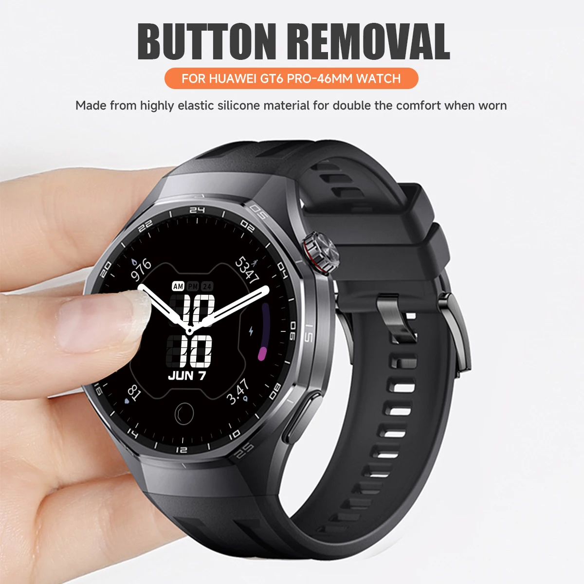 حزام سيليكون لساعة هواوي GT 6Pro 46 ملم سوار للرجال والنساء لساعة هواوي GT6Pro اضغط على سوار رياضي سريع الإصدار #2