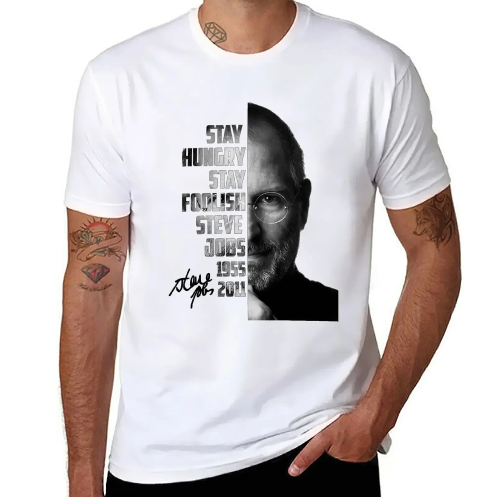 New Stay hungry stay Foolish Steve Jobs T-Shirt Oversized t-shirt anime Tee shirt Anime t-shirt men graphic t shirts