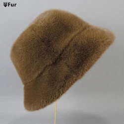 New Women Winter Luxury Knitted Faux Mink Fur Bomber Hat Warm Faux Fur Cap Girls Quality Soft Faux Mink Fur Hats