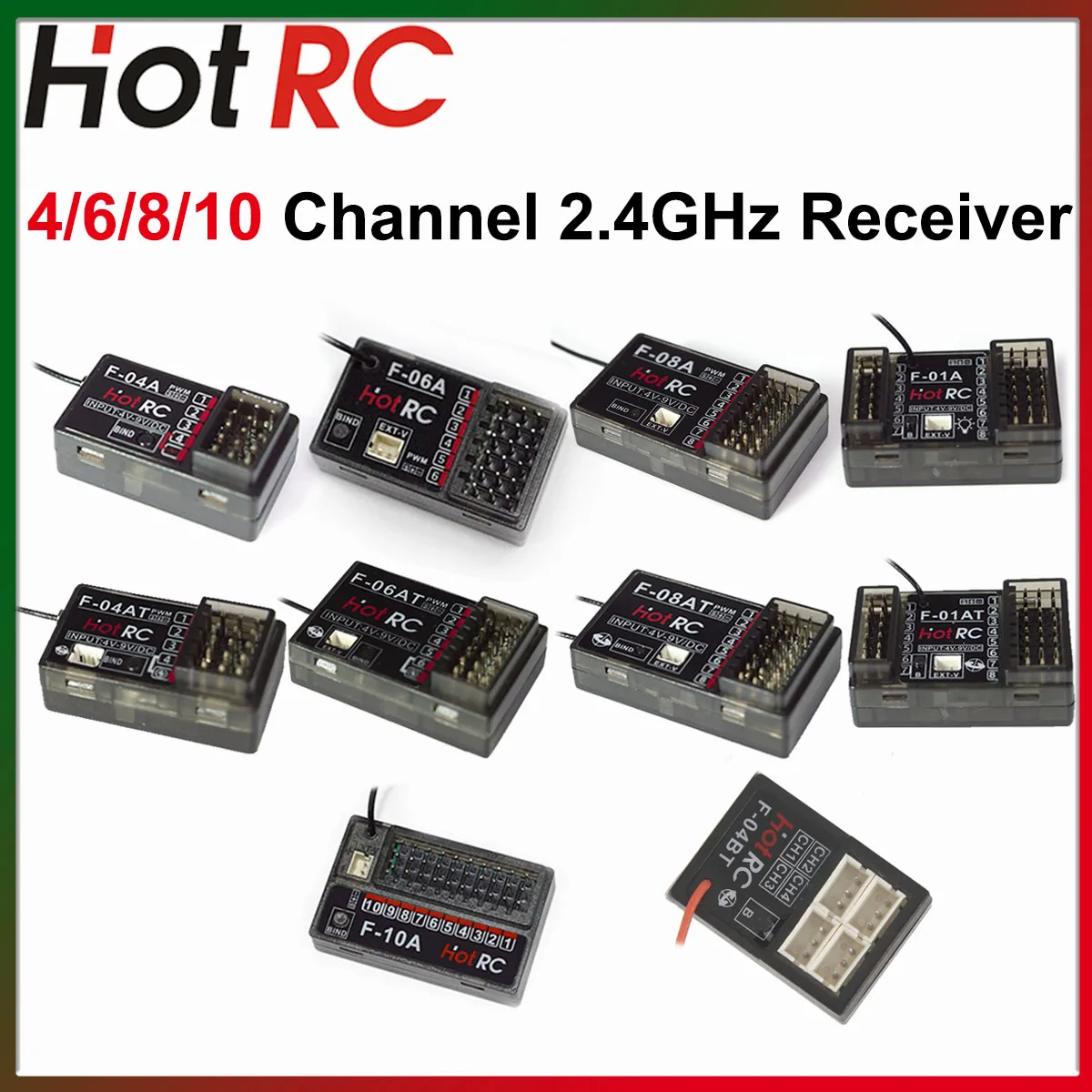 Hotrc 2.4 جيجا هرتز 4/6/8/10 قناة F-08A F-10A F-06AT F-08AT F-01AT الدوران استقبال ل RC سيارة قارب طائرة خزان جهاز إرسال روبوت
