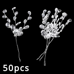50 Pieces Beautiful Crystal Bud Branches Creative DIY Crystal Flower Simple Transparent Artificial Bouquet Wedding Decoration