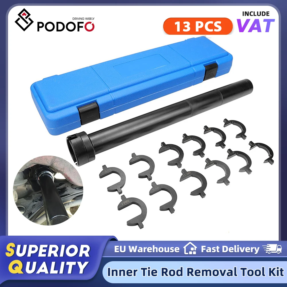 Kit d'outils de réparation automobile Podofo : Extracteur de rotule interne 13 pièces, démonteur de biellette de direction, clé de direction