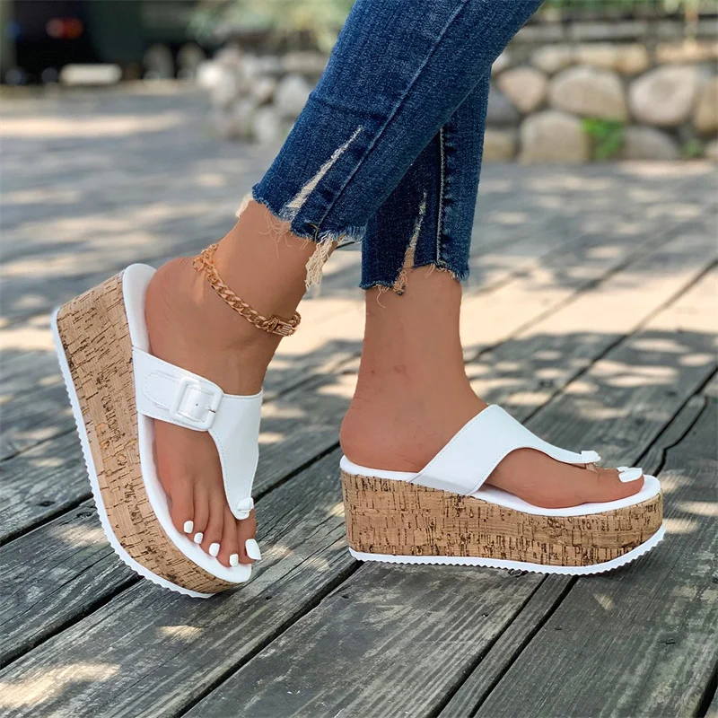 Women Platform High Heels Slippers  Female Clip Toe Flip Flops Shoes Wedges Sandals 2024 Summer Fashion New Slides Pumps Zapatos