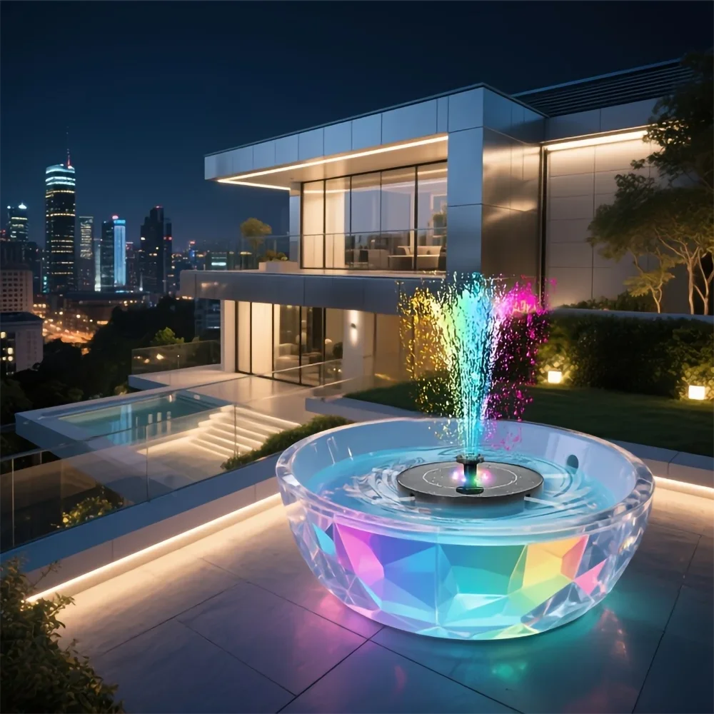 Colorful Solar Water Fountain Pool Pond Fountain Garden Supplies Decoration Outdoor New Mini Solar Powered Fountain Bird Baths