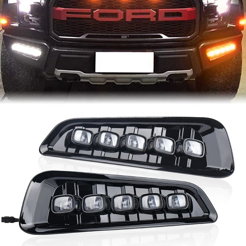 for Ford F150 Raptor 2016-2019 Fog Lights Lamps Assembly Daytime Running Lights Dynamic Turn Signal Lights