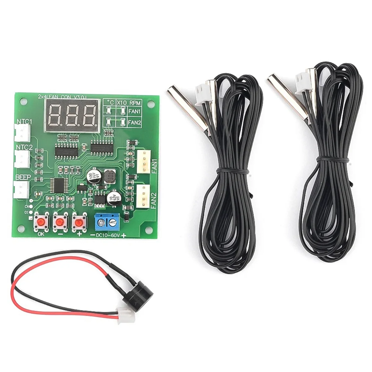 2 Channel 4 Wire DC 12V 24V 48V PWM Motor Fan Speed Controller Digital Display Governor Temperature Control