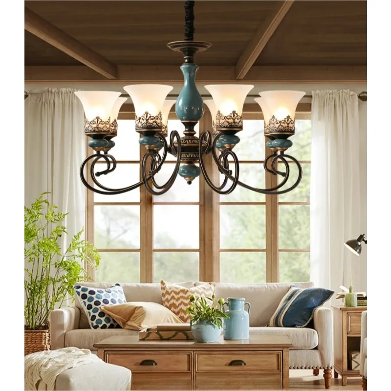 

Classic European Design Modern Style Ceramic Candle Holder Pendant Light for Living Room Bedroom Interior Home Lighting