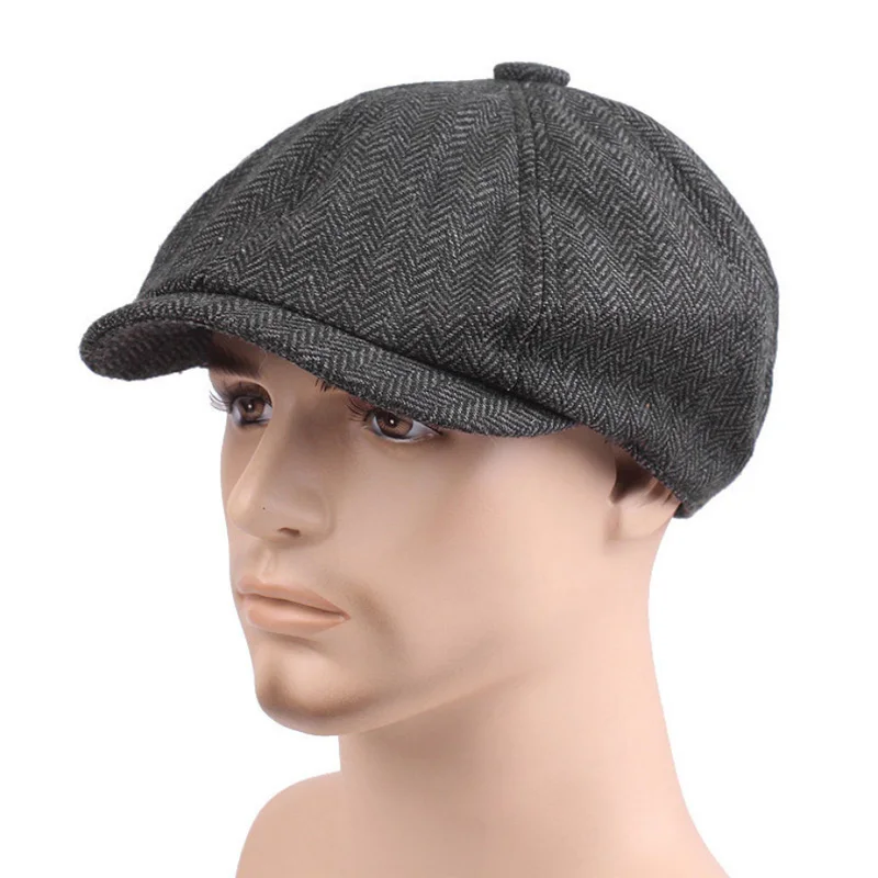 Vintage Newsboy Caps Striped Male British Style Gatsby Hats Ivy Golf Driving Sun Flat Cabbie Caps Peaky Blinder for Men Women