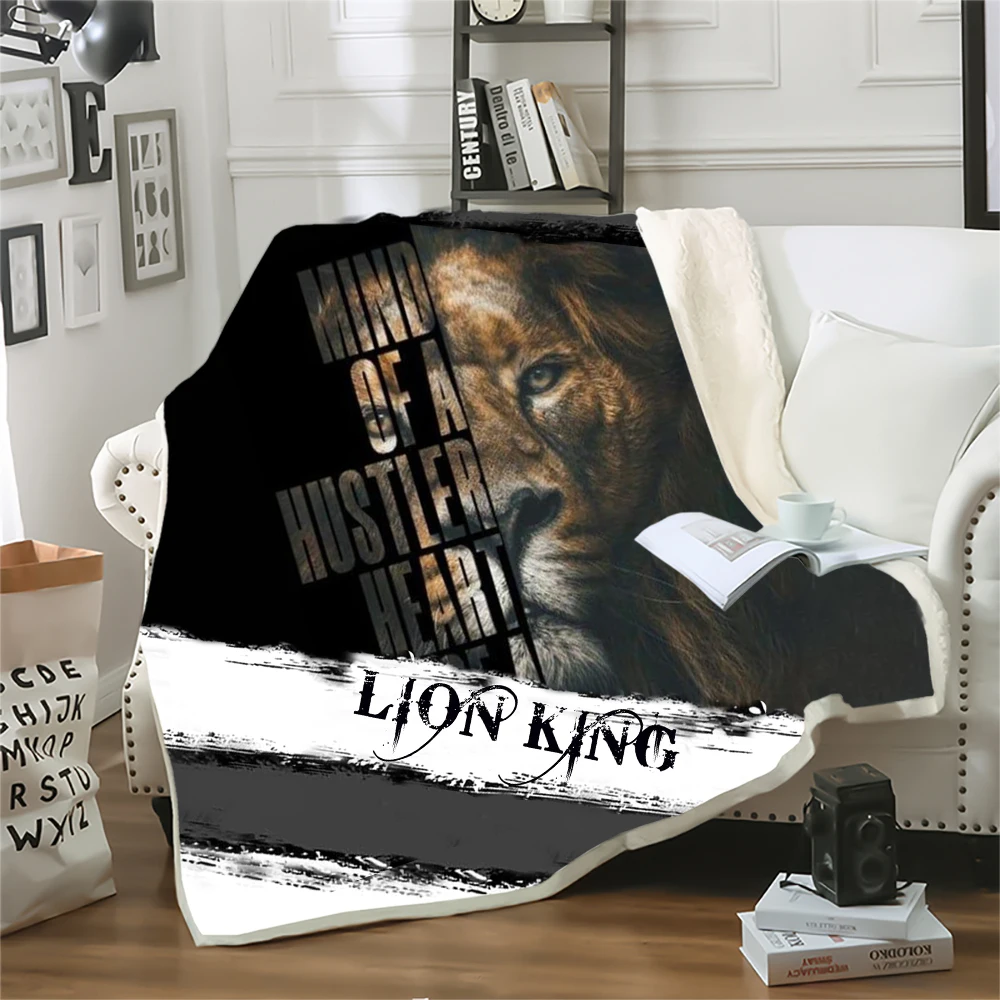 CLOOCL Fashion Animals Blankets Lion King Letter Splicing 3D Printed Throw Blankets for Beds Beddings Fluffy Quilts 5 Size