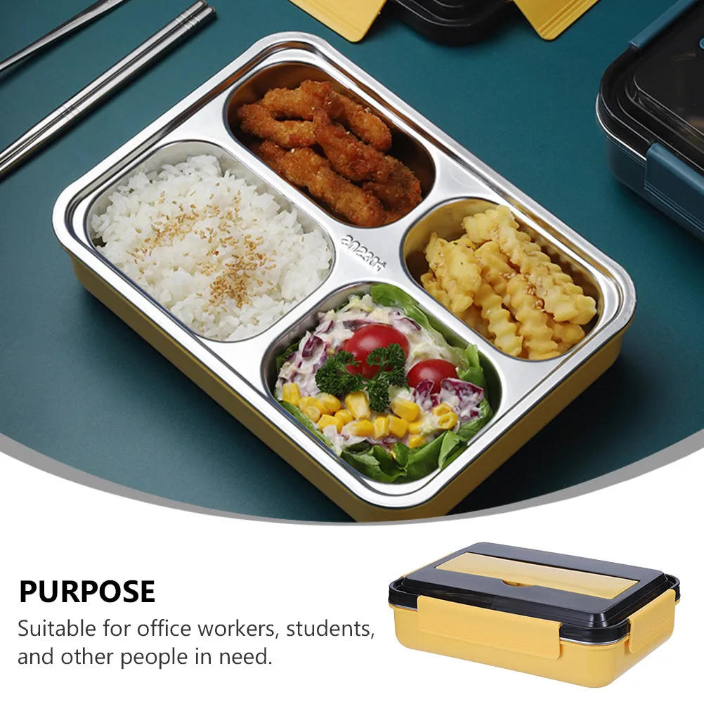 

Прочный ланч-бокс из нержавеющей стали с несколькими отделениями, герметичной крышкой для организации еды, идеально подходит для кемпинга